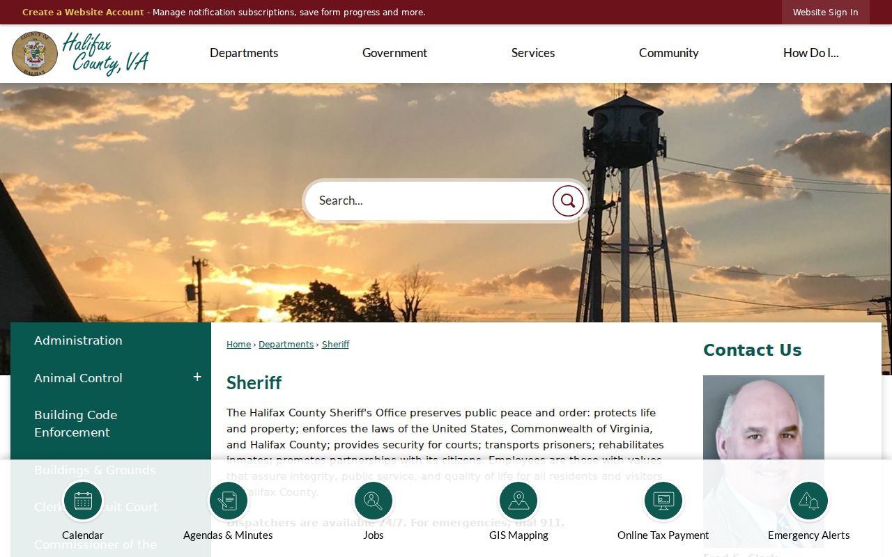 Halifax County warrant list finding on the official sheriff page