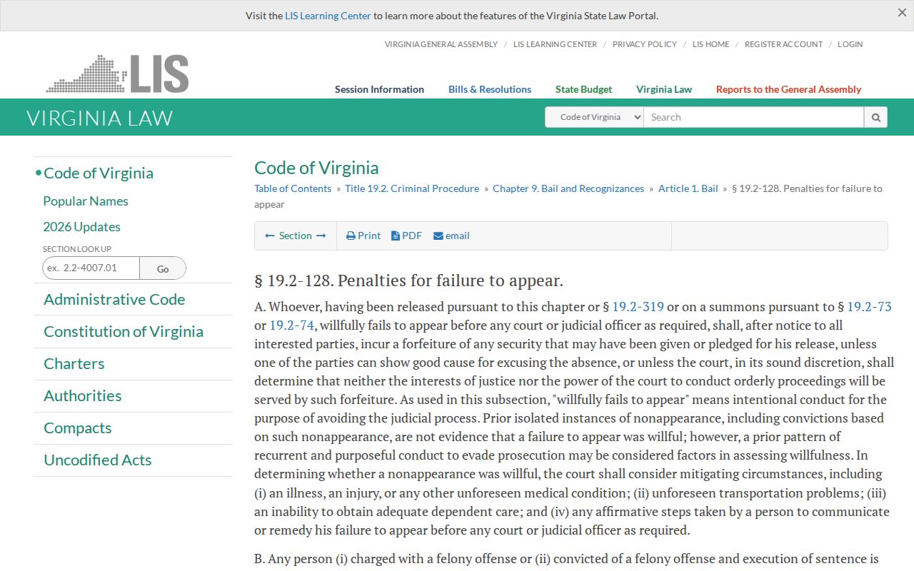 Halifax County bench warrant and Virginia failure-to-appear statute